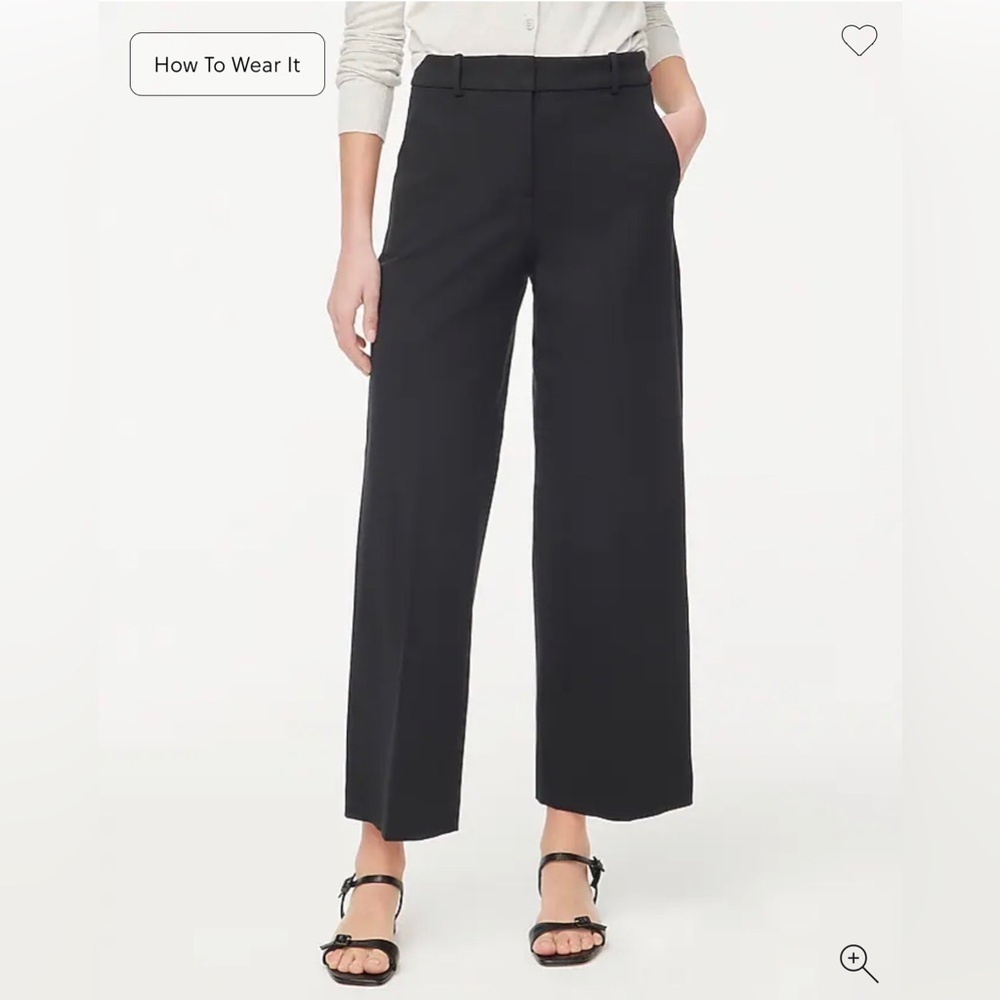 J.CREW KRISTYN Black Pants Wide Leg Cropped Pocket Size 10